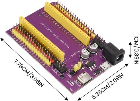 HiLetgo 3pcs ESP32 ESP32S 38 Pin Expansion Board ESP32-DevKitC-32 ESP-WROOM-32 CP2102 Expansion Shield Board Micro USB & USB C/TYPE-C Dual USB WiFi Bluetooth Dual Core Expansion Board in Saudi Arabia
