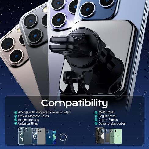 for 15W MagSafe Car Mount Charger,15 W mobile phone holder car with charging function, wireless car charger, for iPhone 15 Pro Max/15 Pro/15 Plus/14/13/12 series,Fast Charging in Saudi Arabia