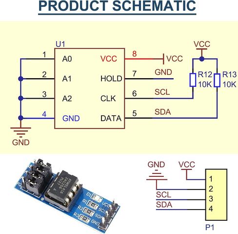 5 قطع وحدة ذاكرة EEPROM AT24C256 رقاقة I2C واجهة تسلسلية وحدة ذاكرة تخزين البيانات على متن الطائرة 8P حامل رقاقة مع مؤشر LED على اللوحة لاردوينو in Saudi Arabia