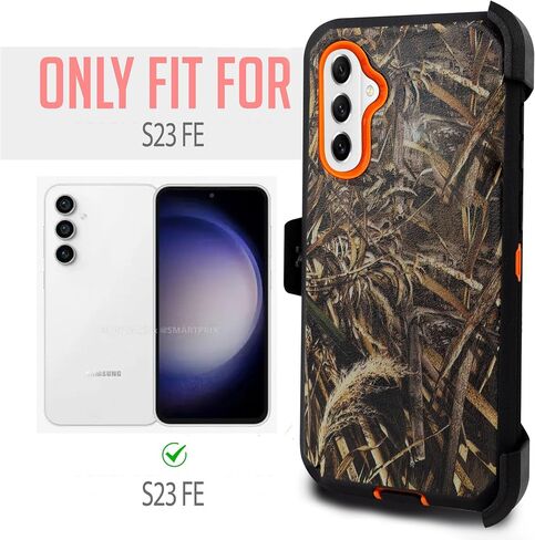 for Samsung Galaxy S23 FE Case, Rugged & and Durable, with Port Protection, Includes Holster Belt Clip Kickstand with Built-in Screen Protector Black in Saudi Arabia