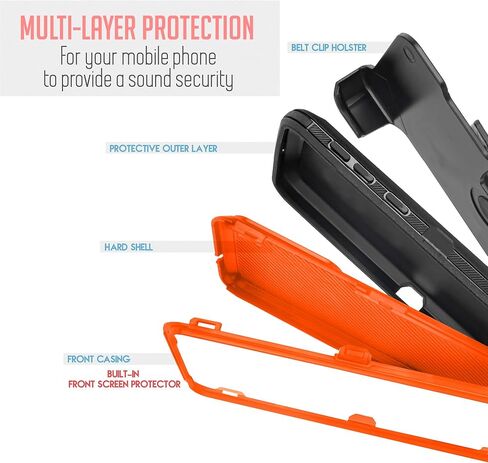 for Samsung Galaxy S23 FE Case, Rugged & and Durable, with Port Protection, Includes Holster Belt Clip Kickstand with Built-in Screen Protector Black in Saudi Arabia
