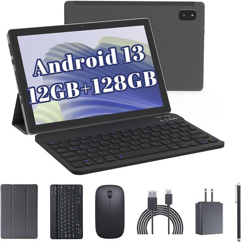 تابلت 10.4 بوصة يعمل بنظام Android 13 مع حافظة لوحة مفاتيح وماوس ستايلس 2 في 1 طقم تابلت 16 جيجابايت + 128 جيجابايت 1 تيرابايت قابل للتوسيع تابلت 10.4 بوصة 2K HD شاشة كبيرة 7580 مللي أمبير بطارية 5G WiFi6 عالية المستوى in Kuwait