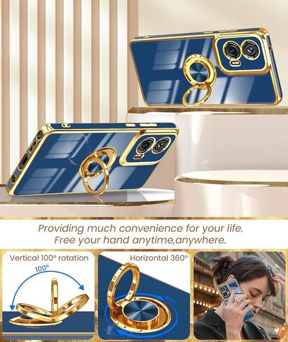 Dretal for Moto G Stylus 5G 2024 Case, 2X Screen Protector, 360° Rotatable Ring Holder Magnetic Kickstand,Plated Gold Edge Slim Soft TPU Protective Cover for Motorola G Stylus 5G 2024 (Purple) in Kuwait