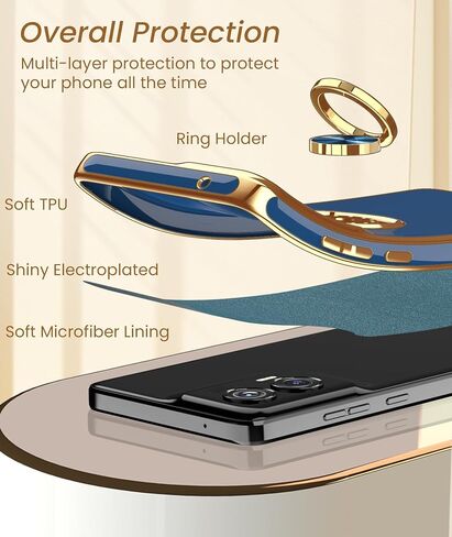 Dretal for Moto G Stylus 5G 2024 Case, 2X Screen Protector, 360° Rotatable Ring Holder Magnetic Kickstand,Plated Gold Edge Slim Soft TPU Protective Cover for Motorola G Stylus 5G 2024 (Purple) in Kuwait