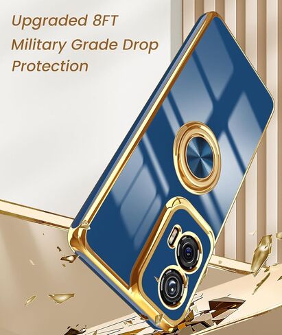 Dretal for Moto G Stylus 5G 2024 Case, 2X Screen Protector, 360° Rotatable Ring Holder Magnetic Kickstand,Plated Gold Edge Slim Soft TPU Protective Cover for Motorola G Stylus 5G 2024 (Purple) in Kuwait