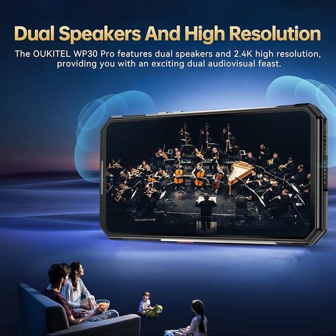 هاتف ذكي متين OUKITEL WP30 Pro 5G غير مقفل - 24 جيجابايت + 512 جيجابايت 6.78 بوصة FHD + ثماني النواة هواتف Android 13، كاميرا أمامية 108 ميجابكسل + 32 ميجابكسل، بطارية 11000 مللي أمبير في الساعة، هاتف خلوي سريع الشحن 120 وات، IP68 مقاوم للماء، NFC in Kuwait