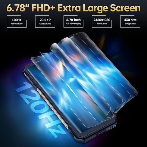 هاتف ذكي متين OUKITEL WP30 Pro 5G غير مقفل - 24 جيجابايت + 512 جيجابايت 6.78 بوصة FHD + ثماني النواة هواتف Android 13، كاميرا أمامية 108 ميجابكسل + 32 ميجابكسل، بطارية 11000 مللي أمبير في الساعة، هاتف خلوي سريع الشحن 120 وات، IP68 مقاوم للماء، NFC in Kuwait