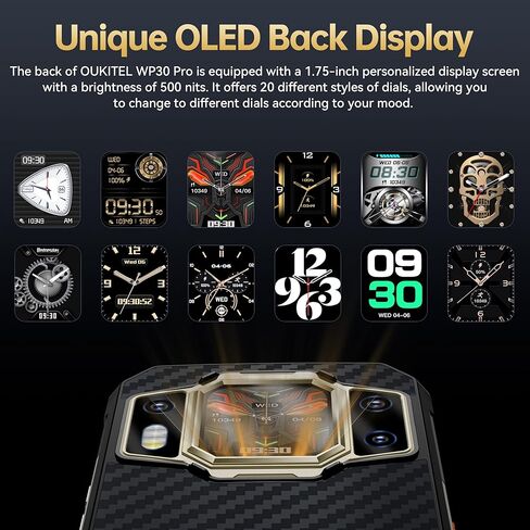 هاتف ذكي متين OUKITEL WP30 Pro 5G غير مقفل - 24 جيجابايت + 512 جيجابايت 6.78 بوصة FHD + ثماني النواة هواتف Android 13، كاميرا أمامية 108 ميجابكسل + 32 ميجابكسل، بطارية 11000 مللي أمبير في الساعة، هاتف خلوي سريع الشحن 120 وات، IP68 مقاوم للماء، NFC in Kuwait