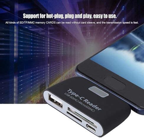Type C Card Reader, Multi in 1 USB 3.1 Type C Memory Card Reader with USB/SD/TF/Micro USB Port Support OTG Function for , for Mac Mini, PCs and Laptops(Black) in Saudi Arabia