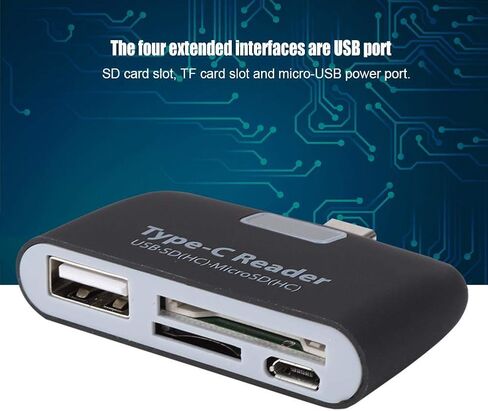 Type C Card Reader, Multi in 1 USB 3.1 Type C Memory Card Reader with USB/SD/TF/Micro USB Port Support OTG Function for , for Mac Mini, PCs and Laptops(Black) in Saudi Arabia