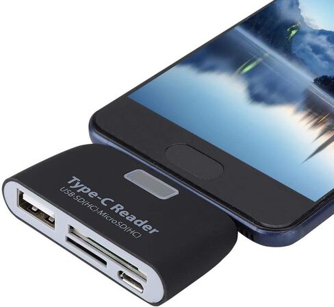 Type C Card Reader, Multi in 1 USB 3.1 Type C Memory Card Reader with USB/SD/TF/Micro USB Port Support OTG Function for , for Mac Mini, PCs and Laptops(Black) in Saudi Arabia