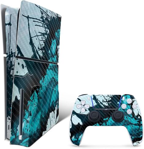 MightySkins Carbon Fiber Skin for PS5 Playstation 5 Slim Digital Edition Bundle - Black Diamond Plate Protective, Durable Textured Carbon Fiber Finish Easy to Apply Made in The USA in Saudi Arabia