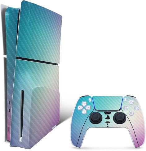 MightySkins Carbon Fiber Skin for PS5 Playstation 5 Slim Digital Edition Bundle - Black Diamond Plate Protective, Durable Textured Carbon Fiber Finish Easy to Apply Made in The USA in Saudi Arabia