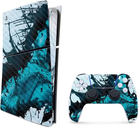 MightySkins Carbon Fiber Skin for PS5 Playstation 5 Slim Digital Edition Bundle - Black Diamond Plate Protective, Durable Textured Carbon Fiber Finish Easy to Apply Made in The USA in Saudi Arabia