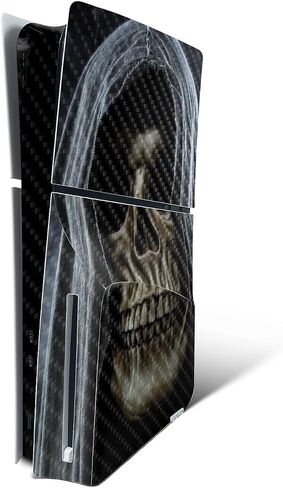 غلاف من ألياف الكربون من MightySkins لجهاز PS5 Playstation 5 Slim Disc Edition - حماية جمجمة ريبر، لمسة نهائية متينة من ألياف الكربون سهلة الاستخدام، صنع في الولايات المتحدة الأمريكية in Saudi Arabia