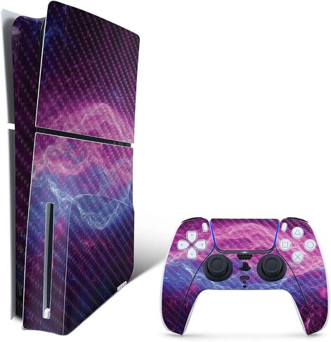 غلاف من ألياف الكربون من MightySkins لجهاز PS5 Playstation 5 Slim Disc Edition - حماية جمجمة ريبر، لمسة نهائية متينة من ألياف الكربون سهلة الاستخدام، صنع في الولايات المتحدة الأمريكية in Saudi Arabia