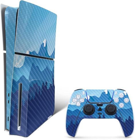 غلاف من ألياف الكربون من MightySkins لجهاز PS5 Playstation 5 Slim Disc Edition - حماية جمجمة ريبر، لمسة نهائية متينة من ألياف الكربون سهلة الاستخدام، صنع في الولايات المتحدة الأمريكية in Saudi Arabia