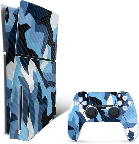 غلاف من ألياف الكربون من MightySkins لجهاز PS5 Playstation 5 Slim Disc Edition - حماية جمجمة ريبر، لمسة نهائية متينة من ألياف الكربون سهلة الاستخدام، صنع في الولايات المتحدة الأمريكية in Saudi Arabia