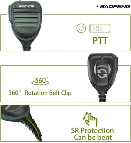 BAOFENG UV-5R Microphone Speaker SQ26 SQ27 Handheld Speaker Mic Rainproof Upgrade of The Original BF Mic for GMRS Ham Radio 2Pin K Mic Compatible with UV-82 UV-S9 BF-F8HP in Saudi Arabia