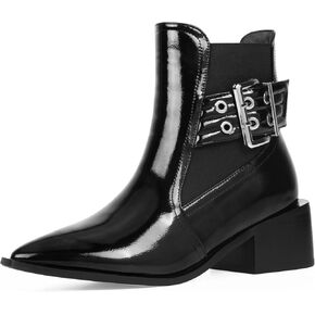 Women's Block Chunky Low Heel Ankle Boots Buckle Strap Booties