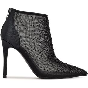 Nine West Womens Embellished Fornow Pointy Toe Stiletto Zip Up Dress Booties