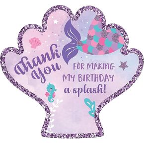 Mermaid Thank You Stickers - 48 Pieces | Goodie Bag Sticker Tags & Envelope Seals | Ideal for Kids Birthday, Baby Shower, Gender Reveal, and any Under The Sea Themed Parties