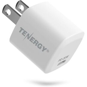 Tenergy USB-C Charger with PD 20W, 2 Pack Fast Charging iPhone 12/12 Mini / 12 Pro / 12 Pro Max / 11, Galaxy, Pixel 4/3, iPad Pro (Cable not Included)