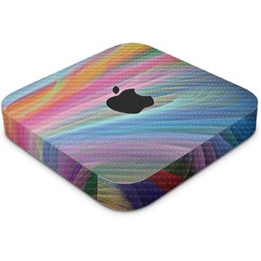Carbon Fiber Skin Compatible with Apple Mac Mini M2 Pro (2023) - Rainbow Waves - Premium 3M Vinyl Protective Wrap Decal Cover - Easy to Apply | Crafted in The USA by MightySkins