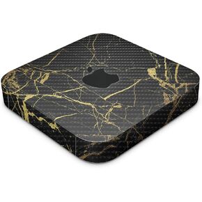 Carbon Fiber Skin Compatible with Apple Mac Mini M2 (2023) - Black Gold Marble - Premium 3M Vinyl Protective Wrap Decal Cover - Easy to Apply | Crafted in The USA by MightySkins