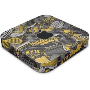 Carbon Fiber Skin Compatible with Apple Mac Mini M2 (2023) - Yellow Hip Hop - Premium 3M Vinyl Protective Decal Cover - Easy to Apply | Crafted in The USA by MightySkins