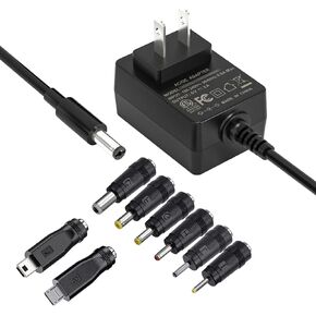 SoulBay 5V Power Supply AC 100-240V to DC5V 3A Adapter Charger Power Cord with 8 Tips for Fan Tablet Camera Speaker MP3 MP4 CD Player GPS Router and More 5V Devices, 2.5A 2A 1.5A 1A Compatible