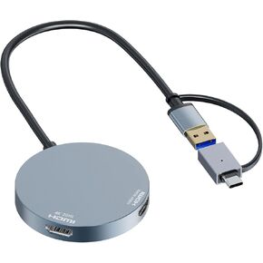 USB 3.0 to Dual HDMI Adapter, USB-A to HDMI Splitter Support 4K@30Hz and 1080P, Compatible with Mac OS and Windows11/8/7 - External Video & Graphics Card