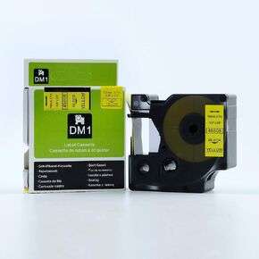 Black on Yellow Tape Label Compatible for DYMO 45808 D1 19mm 7M 3/4" X 23'