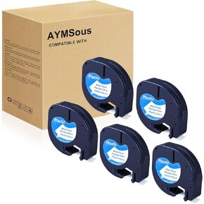 Black on White Plastic Tape Label Maker Compatible for Dymo LetraTag Refill 91331, 12mm x 4m (1/2'' x 13') for Dymo Letra Tag Label Maker LT-100H LT-100T LT-110T QX50 (3-Pack)
