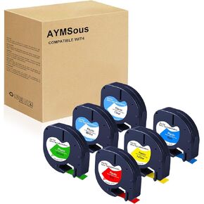 صانع ملصقات شريط بلاستيكي أسود على أبيض متوافق مع Dymo LetraTag Refill 91331، 12 مم × 4 متر (1/2 بوصة × 13 بوصة) لصانع ملصقات العلامات Dymo Letra LT-100H LT-100T LT-110T QX50 (3 عبوات)