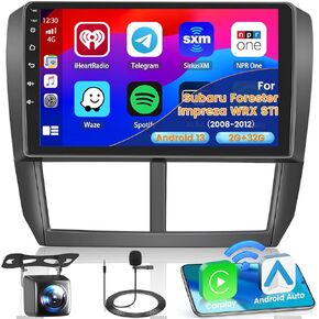 8-Core 4+64G Android 13 Car Stereo Upgrade Radio for Subaru Forester Impreza WRX STI 2008-2012, 9'' HD Touch Screen with Wireless CarPlay & Android Auto, Backup Camera, Mirror Link, GPS Navi