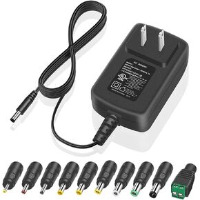 8V 2A 1.9A 1.5A AC Adapter Power Supply,1000mA 500mA UL Listed Power Cord with 10 Tips 16W Max
