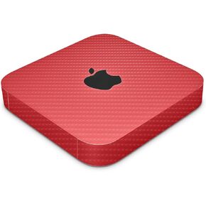 Carbon Fiber Skin Compatible with Apple Mac Mini M2 Pro (2023) - Solid Red - Premium 3M Vinyl Protective Wrap Decal Cover - Easy to Apply | Crafted in The USA by MightySkins