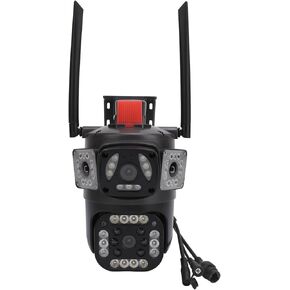 8MP 4K Triple Lens Security Camera with Full Color Night Motion Detection for Outdoor Use (US Plug)
