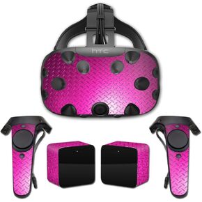 MightySkins Skin Compatible with HTC Vive Full Coverage - Pink Diamond Plate | Protective, Durable, and Unique Vinyl Decal wrap Cover | Easy to Apply, Remove, and Change Styles | Made in The USA