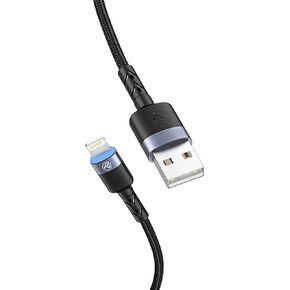 TELLUR Data Cable, USB to Lightning, LED, Nylon Braided, 2m, Black in Kuwait