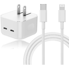 35w Dual USB-c Port Compact Power Adapter for iPhone iPad Apple Watch, Dual Apple USB C Power Charger Block+6ft C to Lightning Cable,Apple Brick World Travel Adapter Kit for iPhone14/13/12/11Pro/XR/X