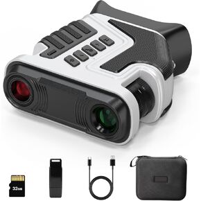 Night Vision Binoculars Goggles Camera 4K for Adults with10x Optical Zoom, 1300ft Range, Rechargeable, 3" Color Screen and 32GB TF Card (White and Black)
