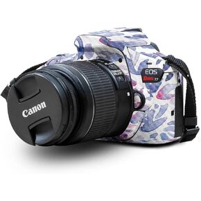 Carbon Fiber Skin Compatible with Canon EOS Rebel T7 Camera - Blue Petals - Premium 3M Vinyl Protective Wrap Decal Cover - Easy to Apply | Crafted in The USA by MightySkins