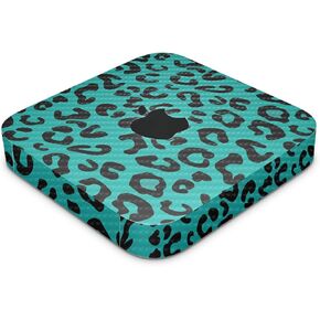 Carbon Fiber Skin Compatible with Apple Mac Mini M2 Pro (2023) - Teal Leopard - Premium 3M Vinyl Protective Wrap Decal Cover - Easy to Apply | Crafted in The USA by MightySkins