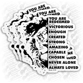 (3Pcs) You are Bible Verse Sticker Christian Faith Lion Religious Jesus God 3" Waterproof Vinyl Sticker for Laptop Water Bottle Hardhat Kindle Decal Decor Gift for Her Him 3 Inches