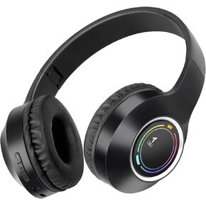 Kids Bluetooth Headphones, Wireless Headphones for Kids, Built-in Microphone, LED Lights, Noise Cancelling for Boys Girls Ages 6-18 or Adults (Beige)