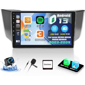 CAMECHO 2+64G Android 13 Car Stereo for Lexus RX300 RX330 RX350 RX400H 2003-2009, CarPlay Radio & Android Auto Car Radio, 9" Touch Screen in-Dash GPS with Bluetooth HiFi WiFi FM/RDS SWC Mirror Link in Saudi Arabia
