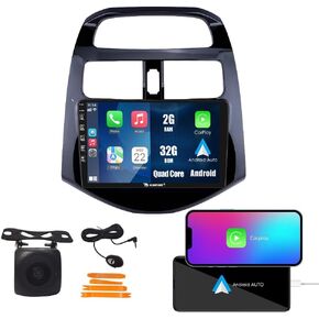 Kunfine Car CarPlay Android Auto Navigation Stereo GPS Radio Reverse Camera Display 9" IPS Touchscreen Headunit Tablet Pad Media Player for Chevrolet Spark 2010-2014, if Applicable Quad Core 2G+32G