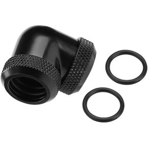 PC Water Cooling Fitting, 14mm OD G1/4 DIY 90 Degree Elbow Dual Hard Pipe Tube Connector Water Liquid Cooling for PC Water Cooling System (Black)